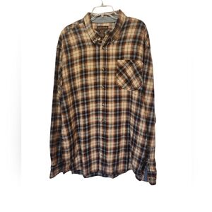 Lincoln Outdoor Men's Plaid Shirt - Brown and Blue 2XLT